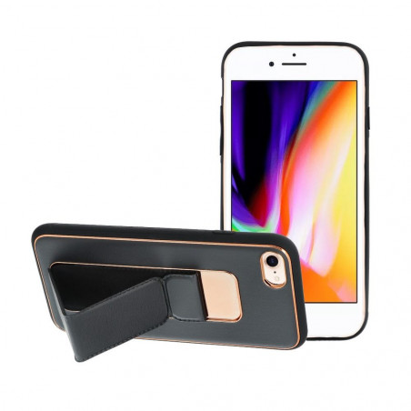 Apple iPhone SE 2022 5G Hülle LEATHER Case Kickstand Schwarz