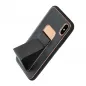 Apple iPhone X Hülle LEATHER Case Kickstand Schwarz