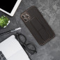Apple iPhone XS Hülle LEATHER Case Kickstand Schwarz