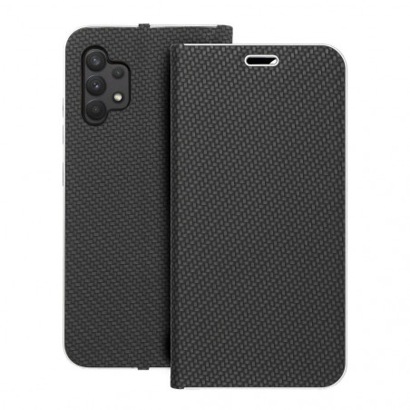 Samsung Galaxy A32 LTE Book Handytaschen LUNA Book Carbon Kohlenstoff-Faser, Elegant  Schwarz