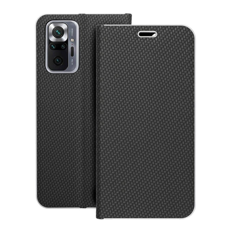 XIAOMI Redmi Note 10 Pro Max Book Handytaschen LUNA Book Carbon Kohlenstoff-Faser, Elegant  Schwarz