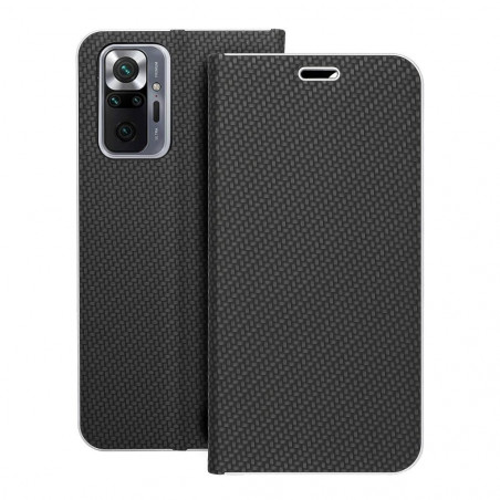 XIAOMI Redmi Note 10 Pro Max Book Handytaschen LUNA Book Carbon Kohlenstoff-Faser, Elegant  Schwarz
