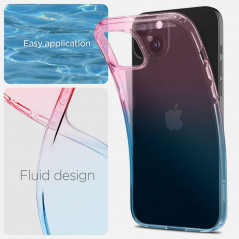 Apple iPhone 15 Hülle Spigen Liquid Crystal Kristallklar  Abstufung rosa