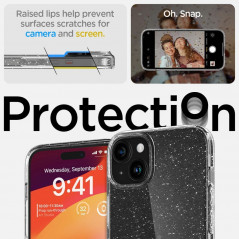 Apple iPhone 15 Plus Hülle Spigen Liquid Crystal Kristallklar  Glitzerkristall