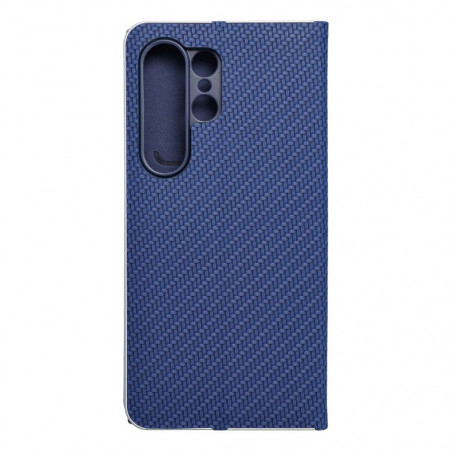 Samsung Galaxy S24 ULTRA Book Handytaschen LUNA Book Carbon Kohlenstoff-Faser, Elegant  Blau