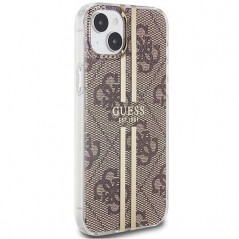 Apple iPhone 15 Plus Hülle Guess 4G Gold Stripe Elegant  Braun