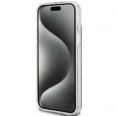 Apple iPhone 15 Plus Hülle Guess 4G Gold Stripe Elegant  Braun