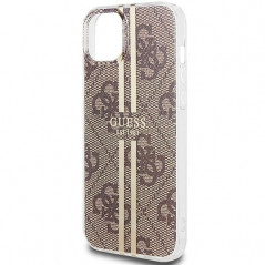 Apple iPhone 15 Plus Hülle Guess 4G Gold Stripe Elegant  Braun