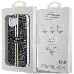 Apple iPhone 15 Plus Hülle Guess 4G Gold Stripe Elegant  Schwarz
