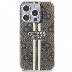 Apple iPhone 15 Pro Max Hülle Guess 4G Gold Stripe Elegant  Braun