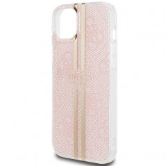 Apple iPhone 15 Plus Hülle Guess 4G Gold Stripe Elegant  Rosa