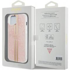 Apple iPhone 15 Plus Hülle Guess 4G Gold Stripe Elegant  Rosa