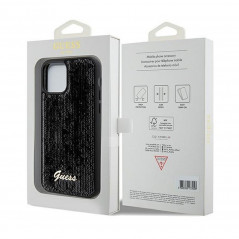 Apple iPhone 12 Hülle Guess Sequin Script Metal Elegant  Schwarz