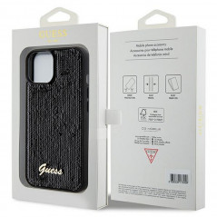 Apple iPhone 14 Hülle Guess Sequin Script Metal Elegant  Schwarz