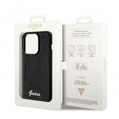Apple iPhone 14 Pro Max Hülle Guess Sequin Script Metal Elegant  Schwarz