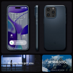 Apple iPhone 15 Pro Max Hülle Spigen Thin Fit Metallplatte