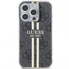 Apple iPhone 15 Pro Max Hülle Guess 4G Gold Stripe Elegant  Schwarz