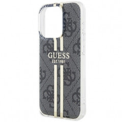 Apple iPhone 15 Pro Max Hülle Guess 4G Gold Stripe Elegant  Schwarz