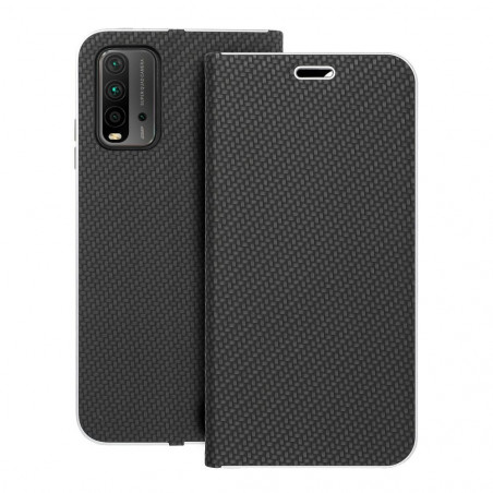 XIAOMI Redmi 9T Book Handytaschen LUNA Book Carbon Kohlenstoff-Faser, Elegant  Schwarz