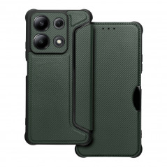 XIAOMI Redmi Note 13 4G Book Handytaschen Razor Book Kohlenstoff-Faser, Kohlenstoffmuster  Dunkelgrün