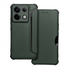 XIAOMI Redmi Note 13 Pro 5G Book Handytaschen Razor Book Kohlenstoff-Faser, Kohlenstoffmuster  Dunkelgrün