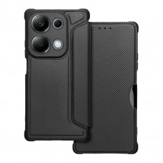 XIAOMI Redmi Note 13 Pro 4G Book Handytaschen Razor Book Kohlenstoff-Faser, Kohlenstoffmuster  Schwarz