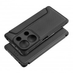 XIAOMI Redmi Note 13 Pro 4G Book Handytaschen Razor Book Kohlenstoff-Faser, Kohlenstoffmuster  Schwarz