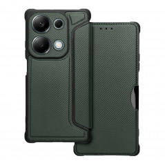 XIAOMI Redmi Note 13 Pro 4G Book Handytaschen Razor Book Kohlenstoff-Faser, Kohlenstoffmuster  Dunkelgrün