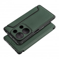 XIAOMI Redmi Note 13 Pro 4G Book Handytaschen Razor Book Kohlenstoff-Faser, Kohlenstoffmuster  Dunkelgrün