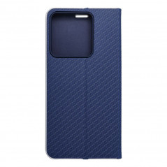 XIAOMI Redmi Note 13 5G Book Handytaschen LUNA Book Carbon Kohlenstoff-Faser, Elegant  Blau