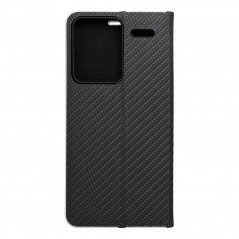 XIAOMI Redmi Note 13 Pro Plus 5G Book Handytaschen LUNA Book Carbon Kohlenstoff-Faser, Elegant  Schwarz