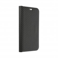 XIAOMI Redmi Note 13 Pro 4G Book Handytaschen LUNA Book Carbon Kohlenstoff-Faser, Elegant  Schwarz