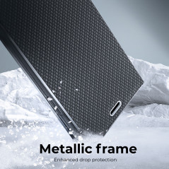 XIAOMI Redmi Note 13 Pro 4G Book Handytaschen LUNA Book Carbon Kohlenstoff-Faser, Elegant  Schwarz