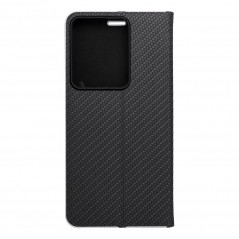 XIAOMI Redmi Note 13 Pro 4G Book Handytaschen LUNA Book Carbon Kohlenstoff-Faser, Elegant  Schwarz