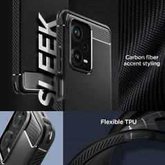 XIAOMI Redmi Note 12 Pro Plus 5G Hülle Spigen Armor Kohlenstoff-Faser, Elegant  Schwarz