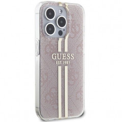 Apple iPhone 14 Pro Max Hülle Guess 4G Gold Stripe Elegant  Rosa