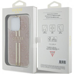 Apple iPhone 14 Pro Max Hülle Guess 4G Gold Stripe Elegant  Rosa