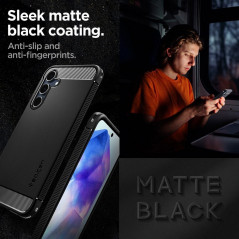 Samsung Galaxy A55 Hülle Spigen Armor Kohlenstoff-Faser, Elegant  Schwarz
