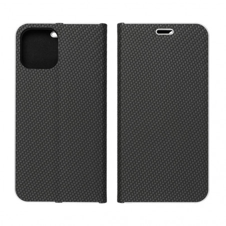 Samsung Galaxy Xcover7 Book Handytaschen LUNA Book Carbon Kohlenstoff-Faser, Elegant  Schwarz