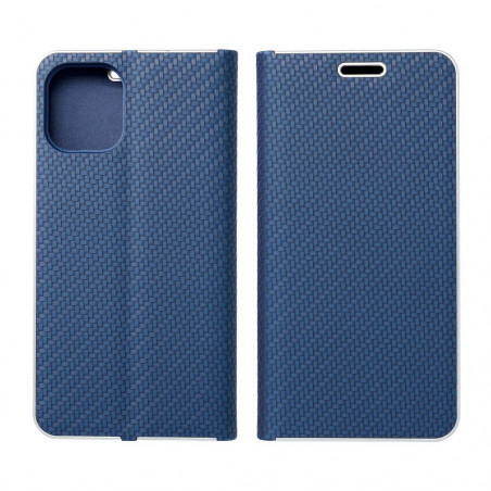 Samsung Galaxy Xcover7 Book Handytaschen LUNA Book Carbon Kohlenstoff-Faser, Elegant  Blau