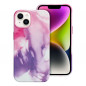 Apple iPhone 14 Hülle Leather Mag Cover Elegant  MagSAFE  Lila Spritzer
