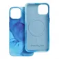 Apple iPhone 14 Hülle Leather Mag Cover Elegant  MagSAFE  Blau Spritzer