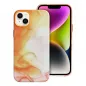 Apple iPhone 14 Plus Hülle Leather Mag Cover Elegant  MagSAFE  Orange Spritzer
