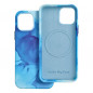 Apple iPhone 12 Pro Hülle Leather Mag Cover Elegant  MagSAFE  Blau Spritzer