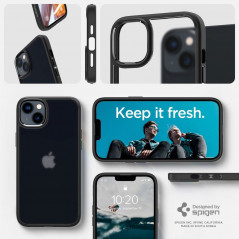 Apple iPhone 14 Hülle Spigen Ultra Hybrid Kristallklar  Frostschwarz