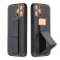 Samsung Galaxy A12 Hülle LEATHER Case Kickstand Schwarz