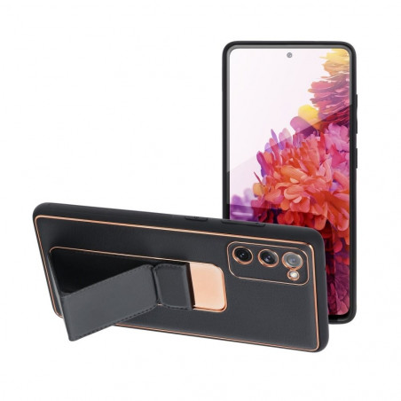 Samsung Galaxy S20 FE 5G 2022 Hülle LEATHER Case Kickstand Schwarz