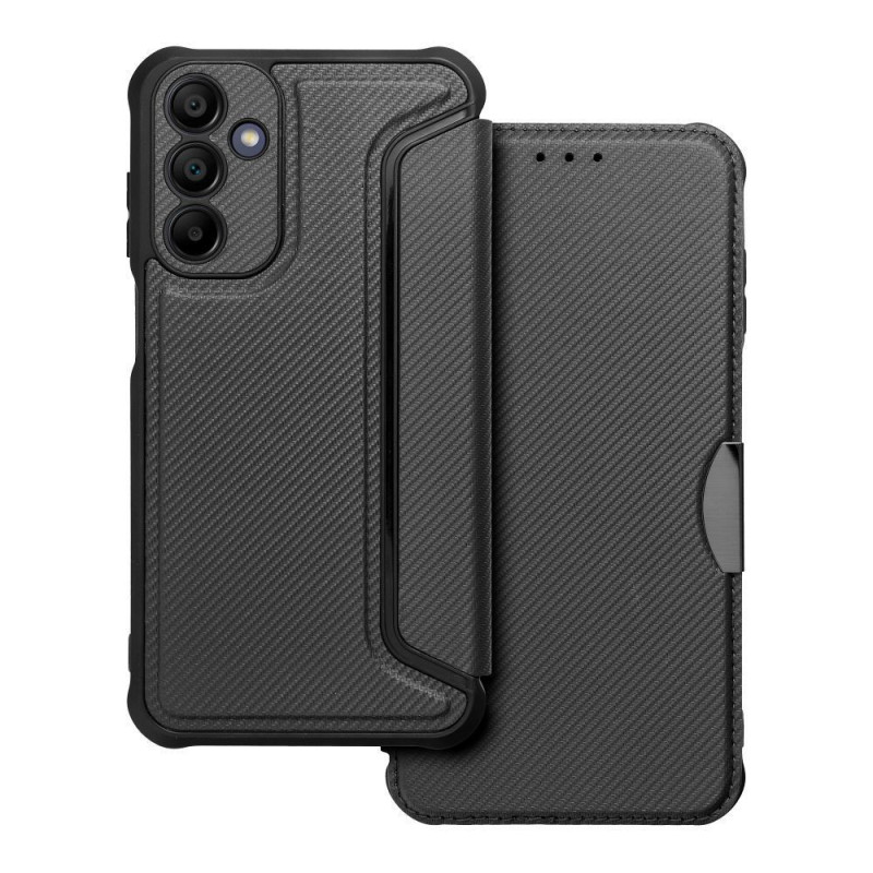 Samsung Galaxy A15 LTE Book Handytaschen Razor Book Kohlenstoff-Faser, Kohlenstoffmuster  Schwarz
