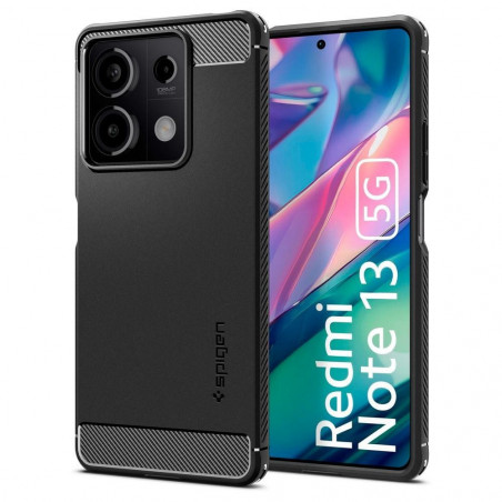 XIAOMI Redmi Note 13 5G Hülle Spigen Rugged Armor Kohlenstoff-Faser, Elegant  Matt Schwarz