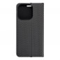 Apple iPhone 15 Pro Book Handytaschen LUNA Book Carbon Kohlenstoff-Faser, Elegant  Schwarz